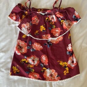Floral Off-Shoulder Top with Ruffle